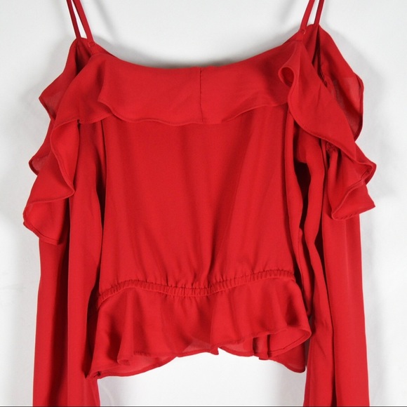 Divided Red Off the Shoulder Ruffle Top - Picture 8 of 9